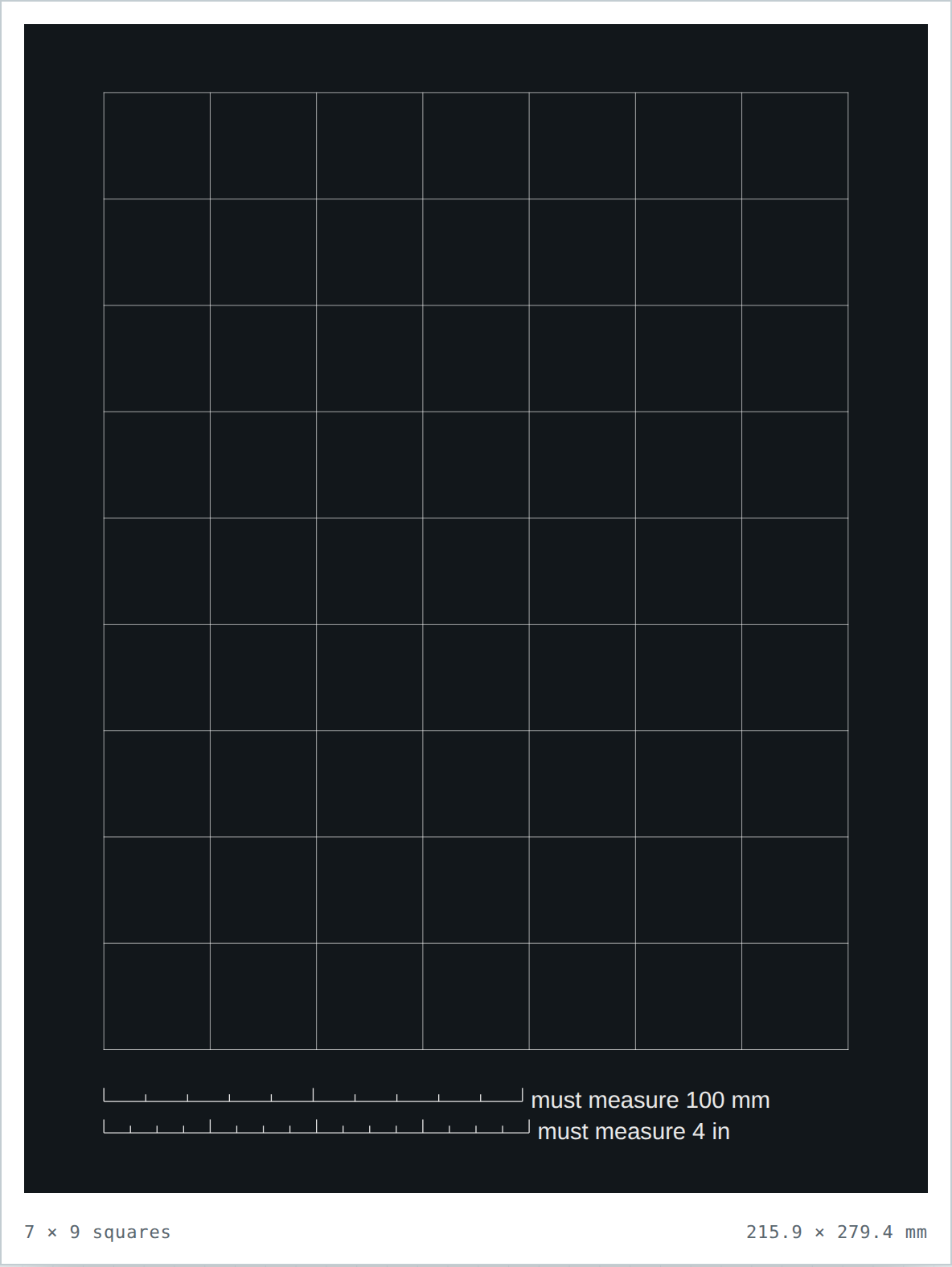 Black 1 inch graph paper — printable PDF sheet preview