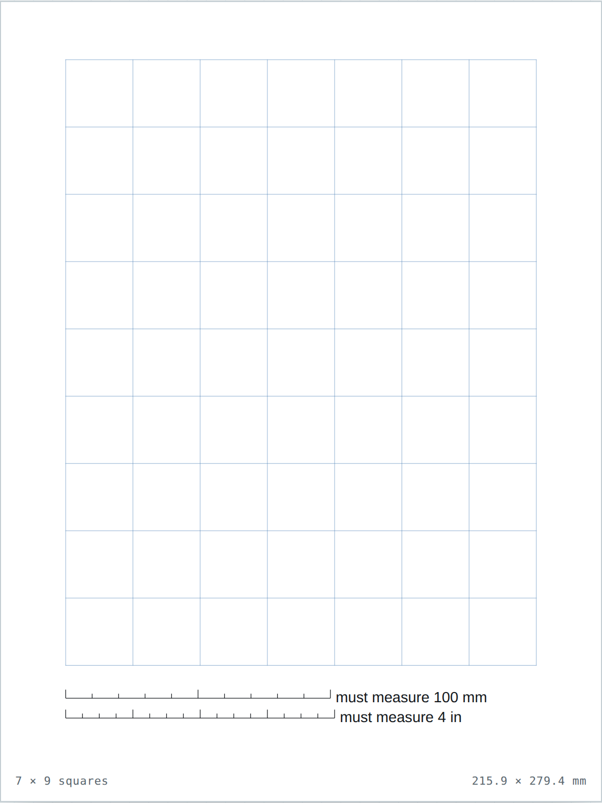 1 inch grid paper — printable PDF sheet preview