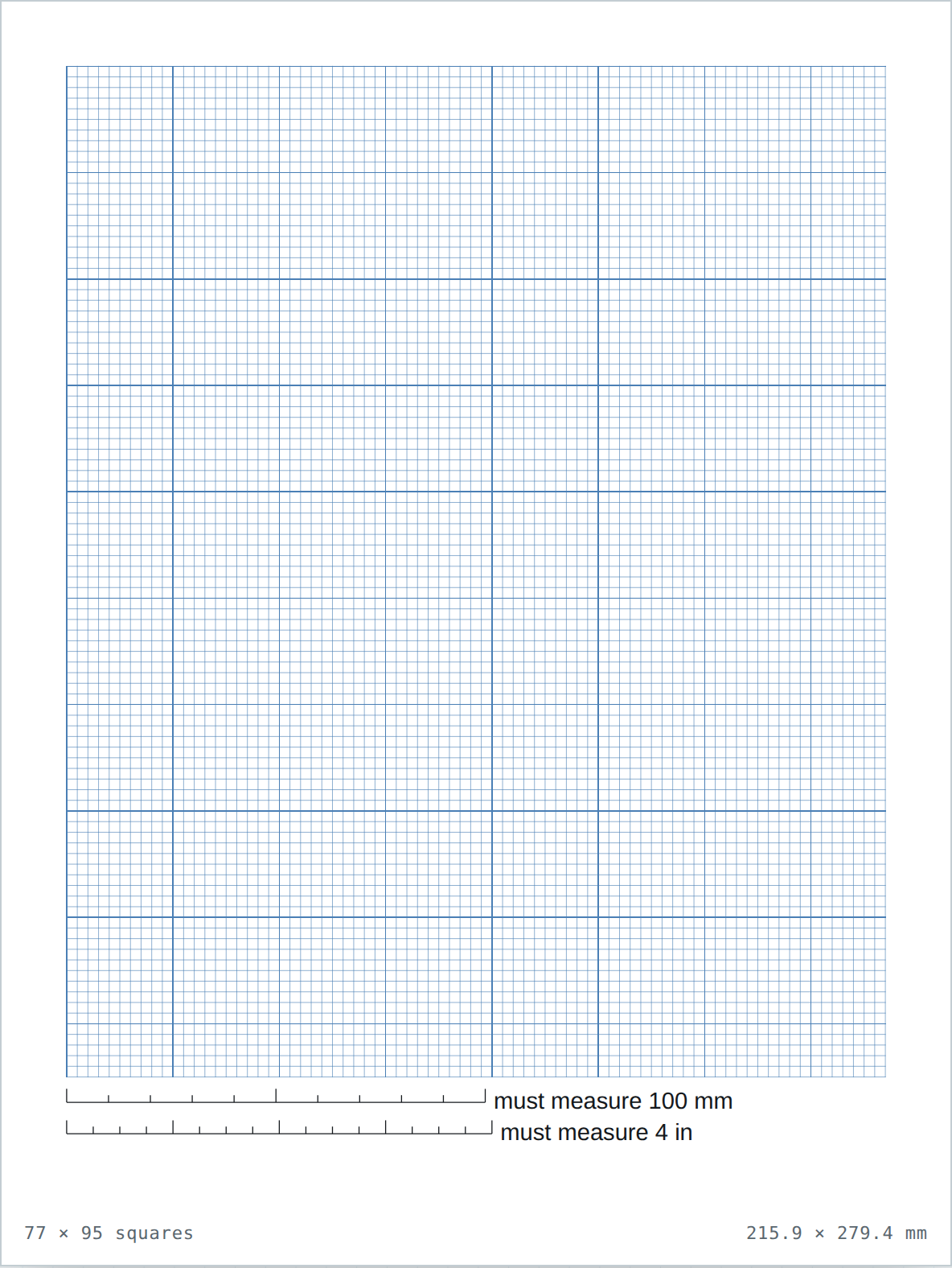 10 squares per inch graph paper — printable PDF sheet preview
