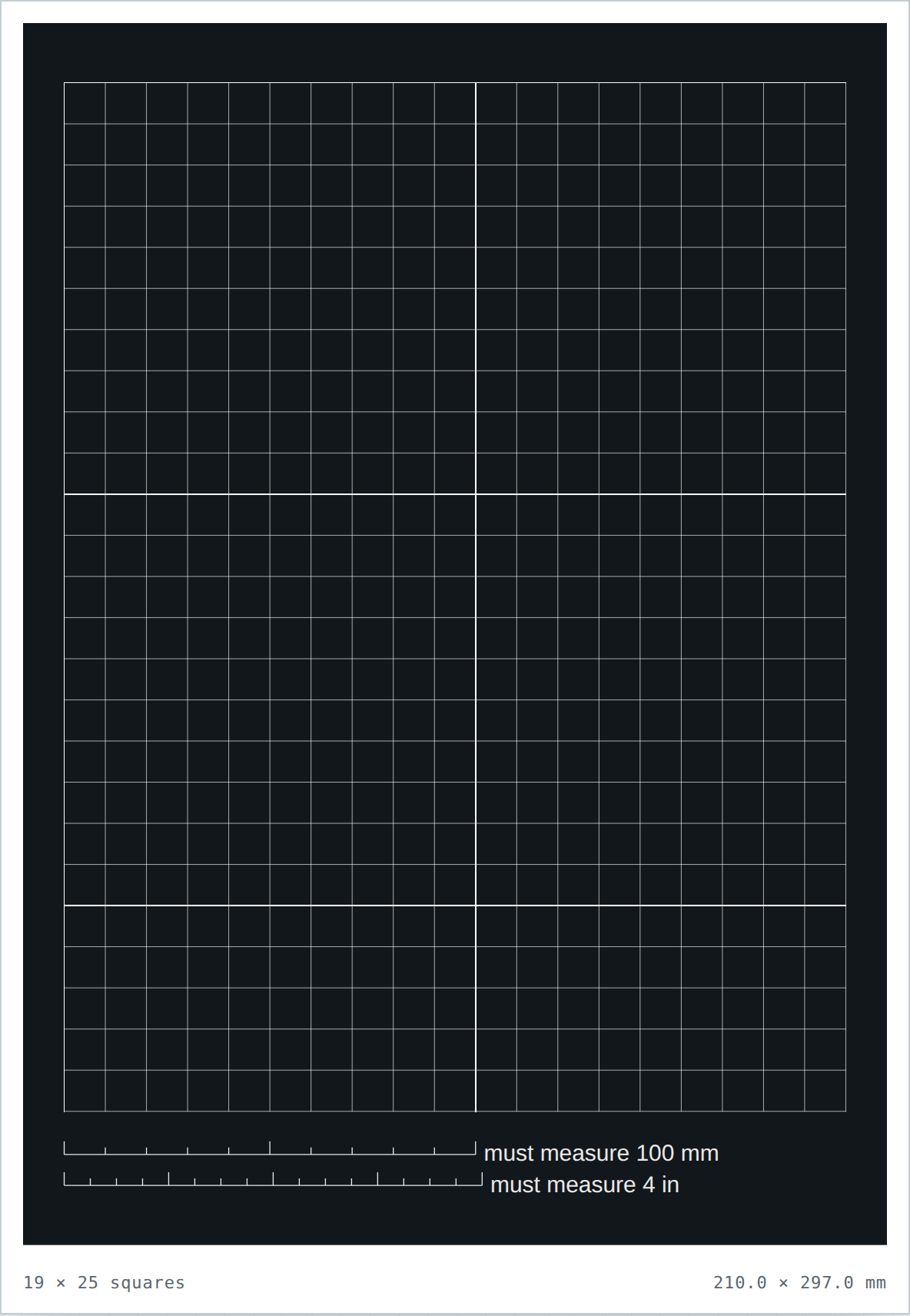 Black 1 cm graph paper — printable PDF sheet preview