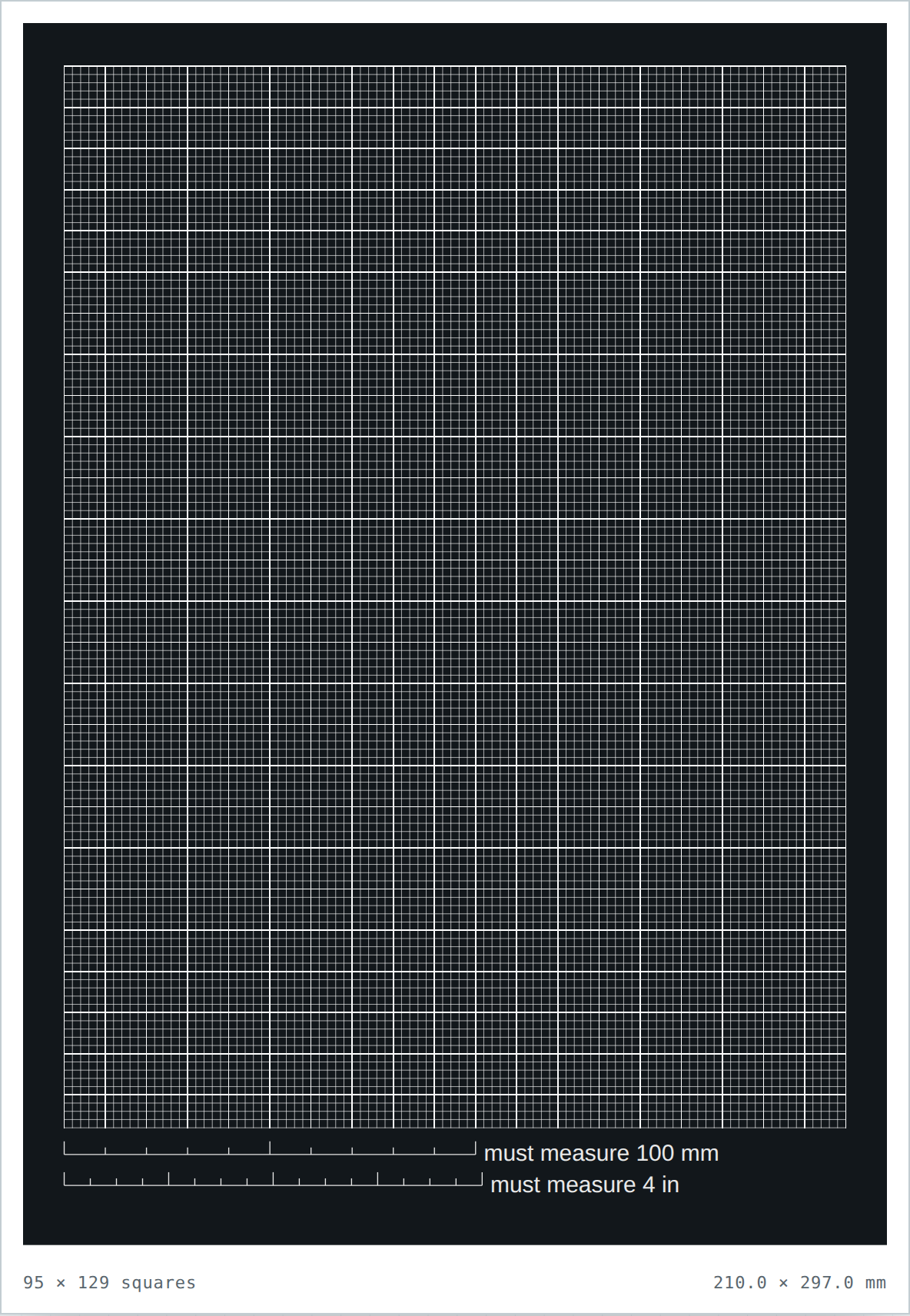 Black 2 mm graph paper — printable PDF sheet preview
