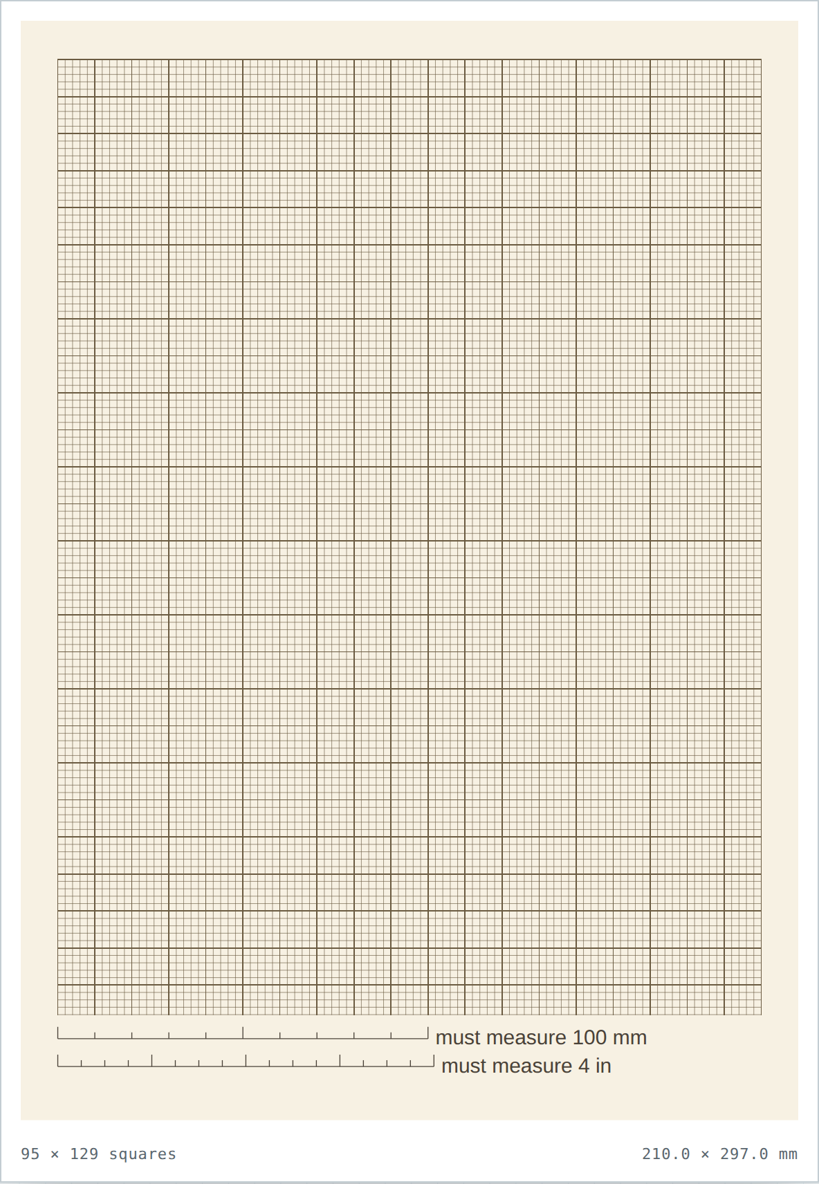 Cream 2 mm graph paper — printable PDF sheet preview