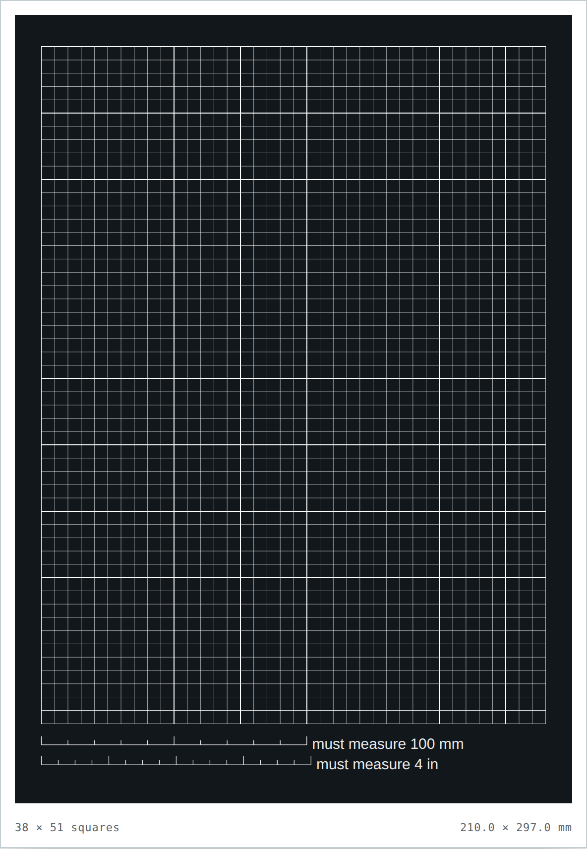 Black 5 mm graph paper — printable PDF sheet preview
