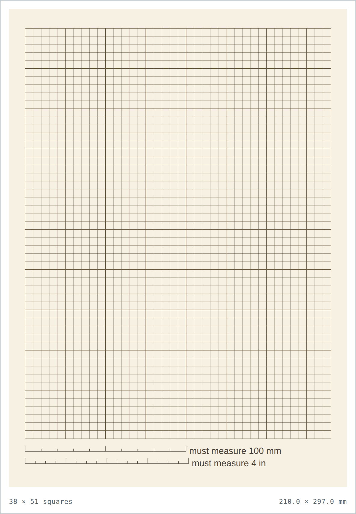 Cream 5 mm graph paper — printable PDF sheet preview