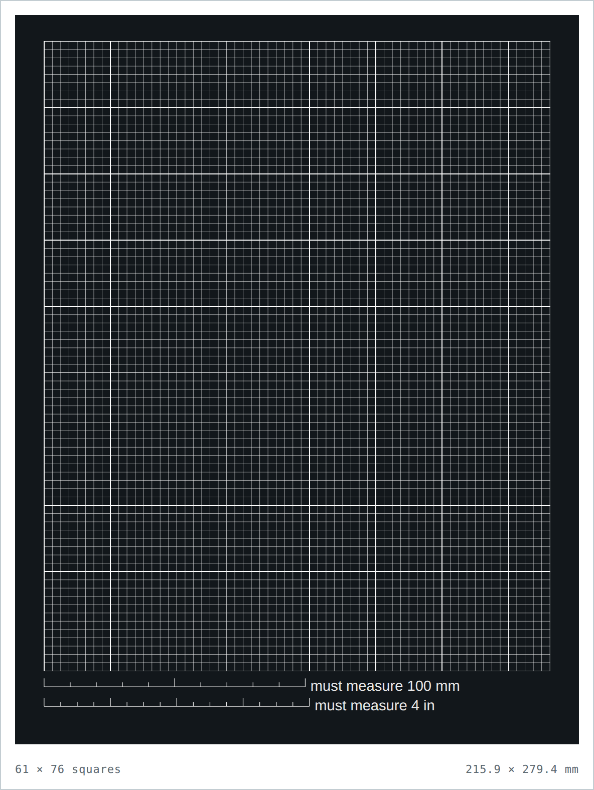 Black 1/8 inch graph paper — printable PDF sheet preview