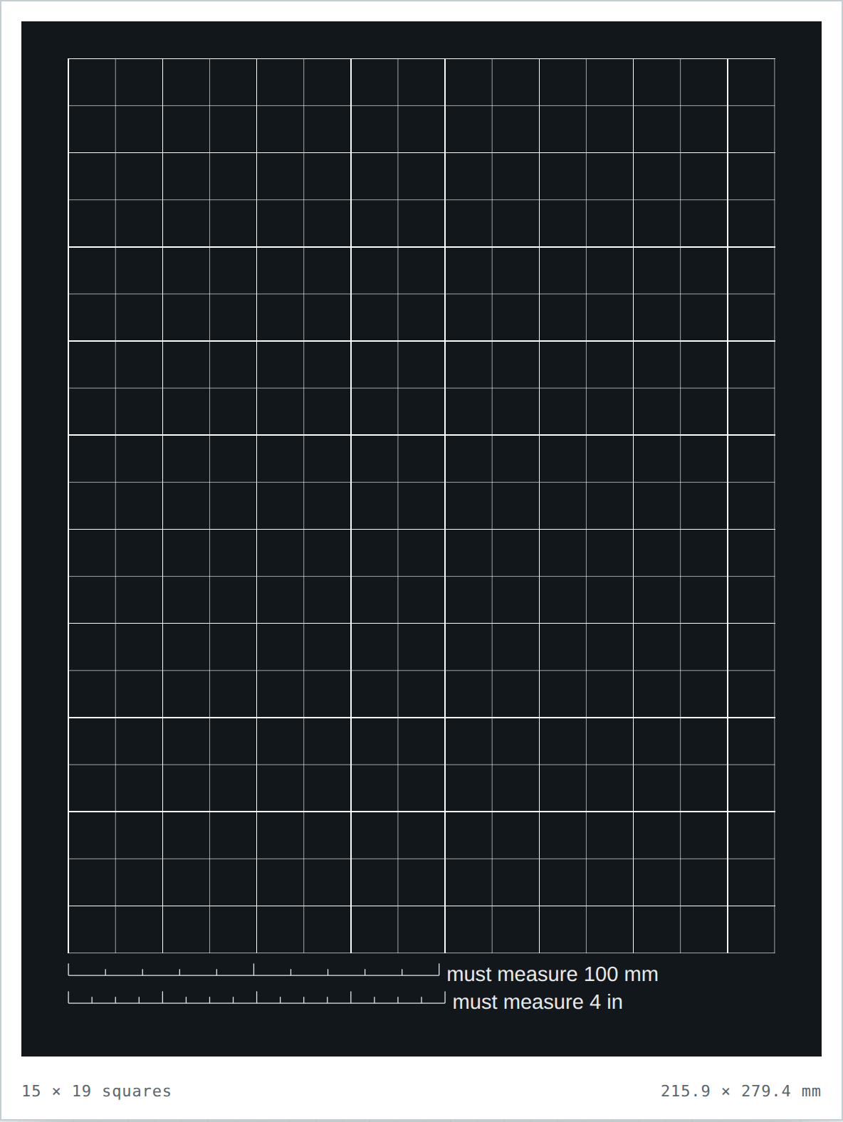 Black 1/2 inch graph paper — printable PDF sheet preview