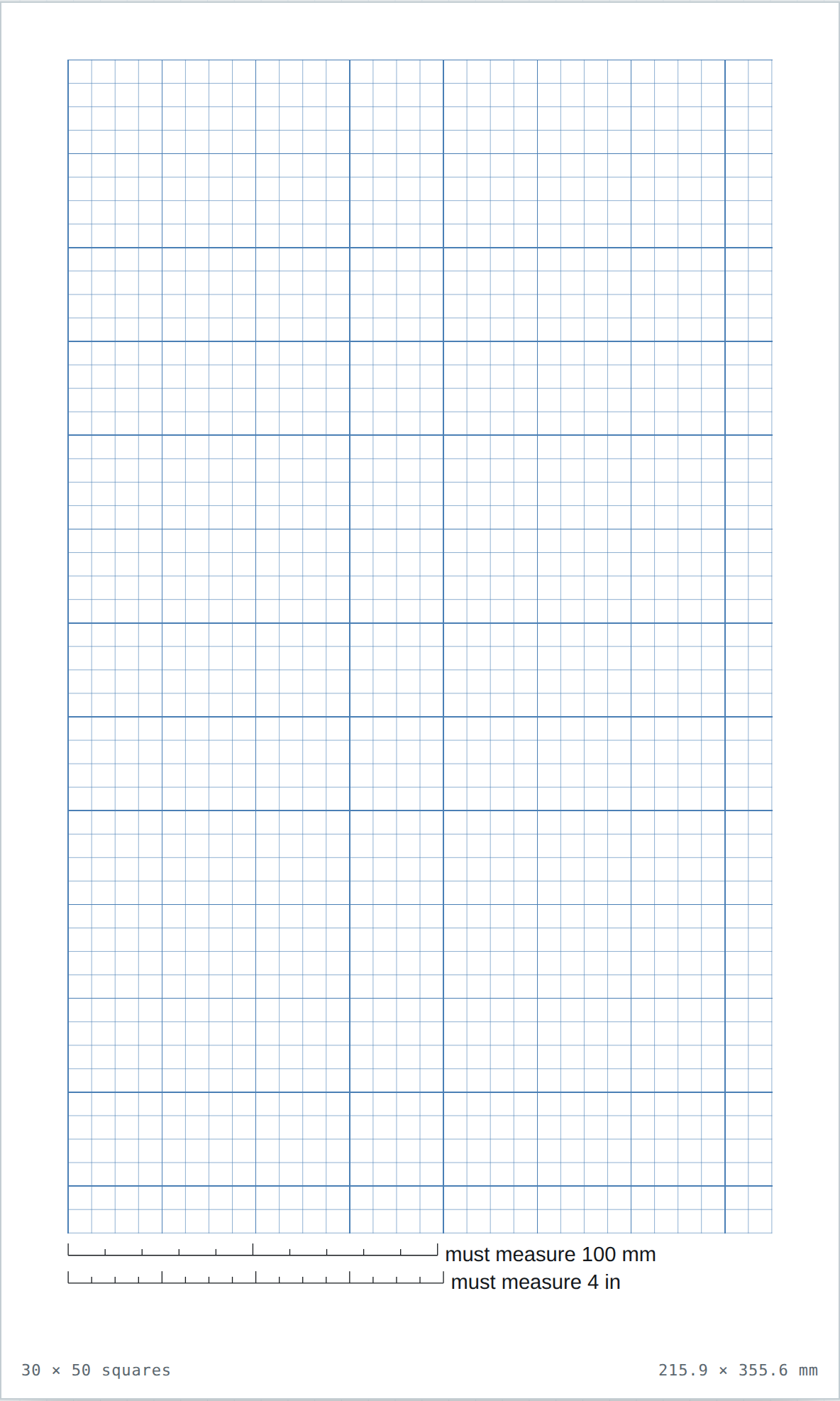 Legal size graph paper — printable PDF sheet preview