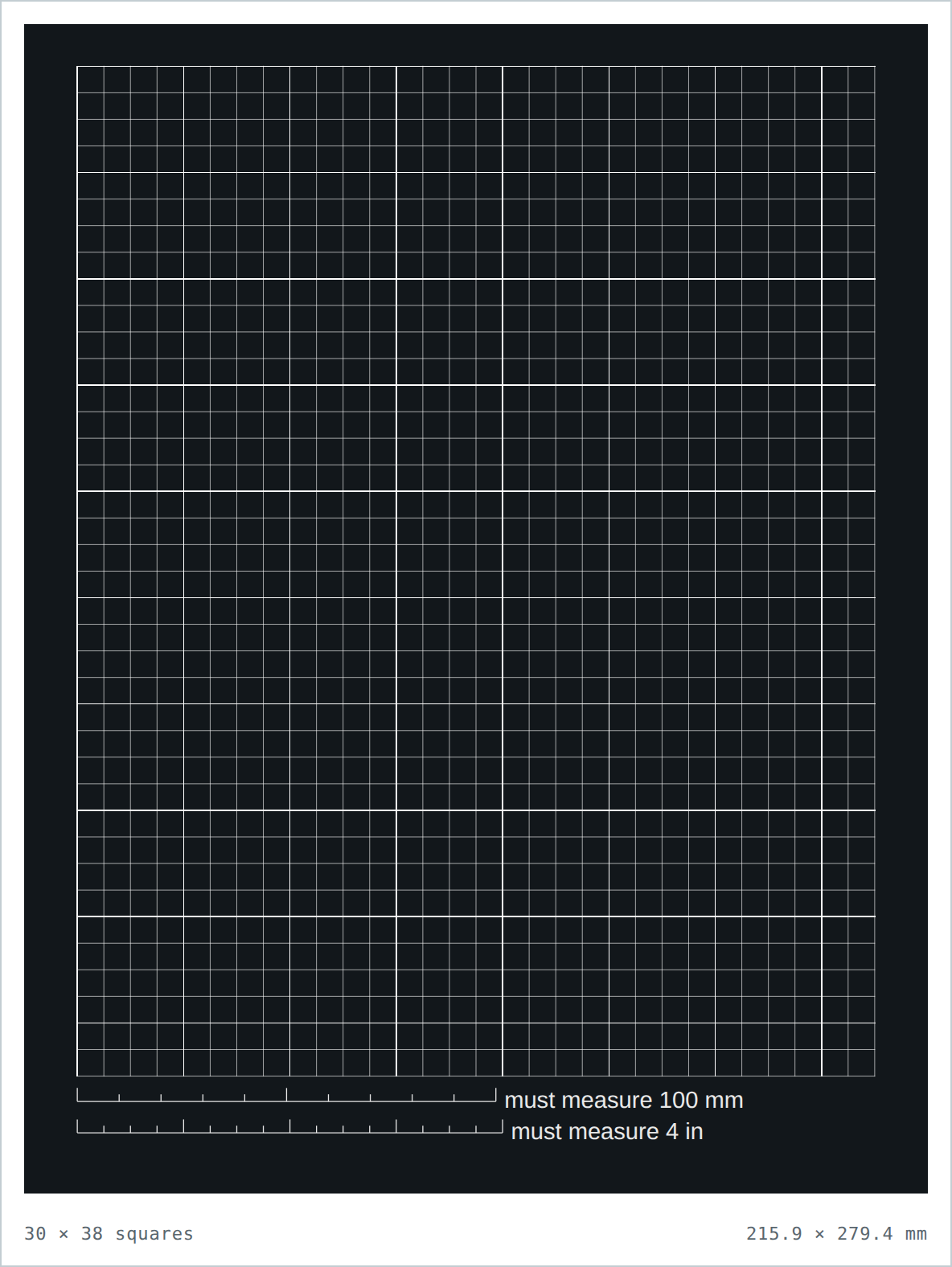 Black 1/4 inch graph paper — printable PDF sheet preview