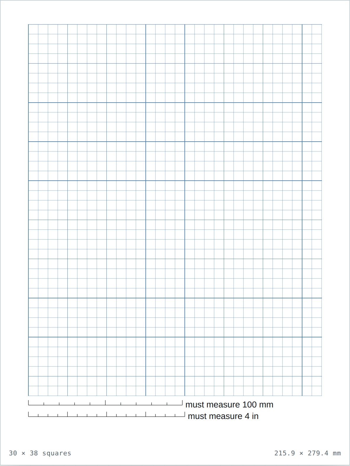 1/4 inch grid paper — printable quarter inch graph paper PDF preview