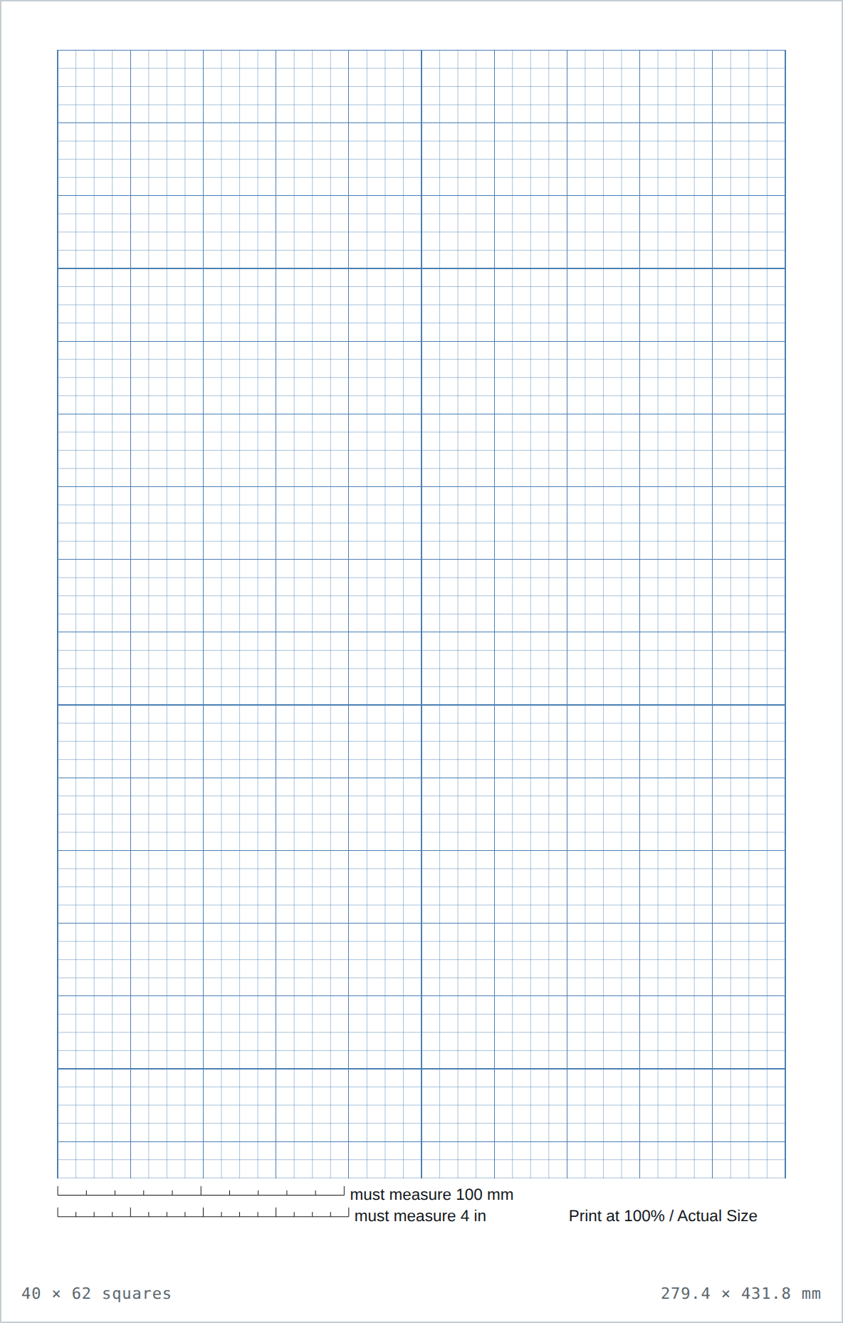 Tabloid graph paper — printable PDF sheet preview